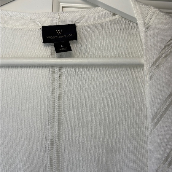 Y2K Worthington White Cream Women's Cardigan size large flowy - Picture 2 of 4